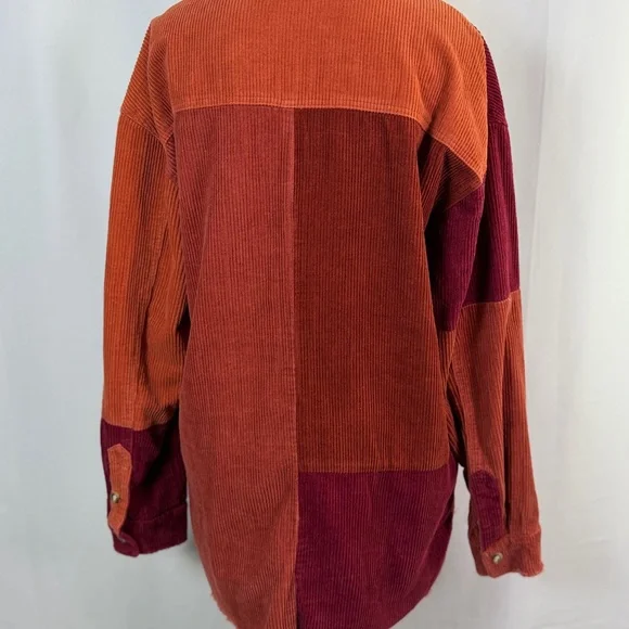 Oli & Hali Raw Edge Oversized Button Down Pocketed Corduroy Shacket Size M - Picture 9 of 14